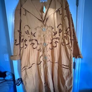 Free People Women's Embroidered Mustard Duster